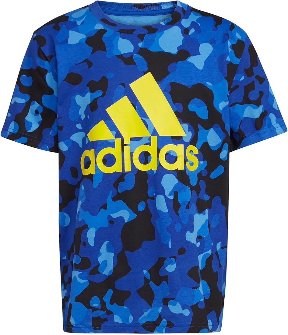 Buy adidas Boys Short Sleeve Cotton Camo Print T-Shirt, Team Royal